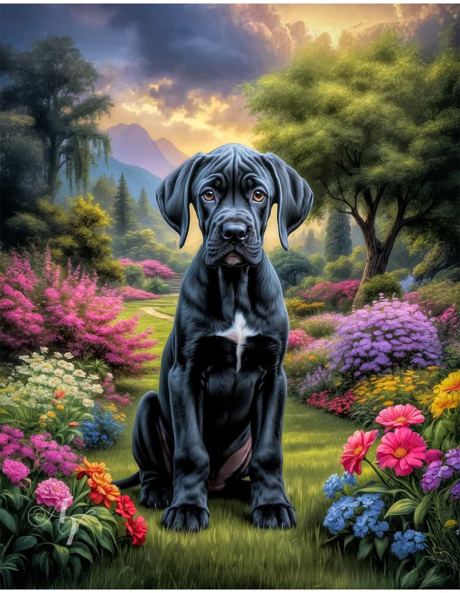 Great Dane Dog Portrait Paintings