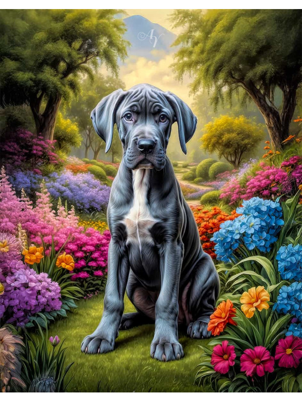 Great Dane Dog Portrait Paintings