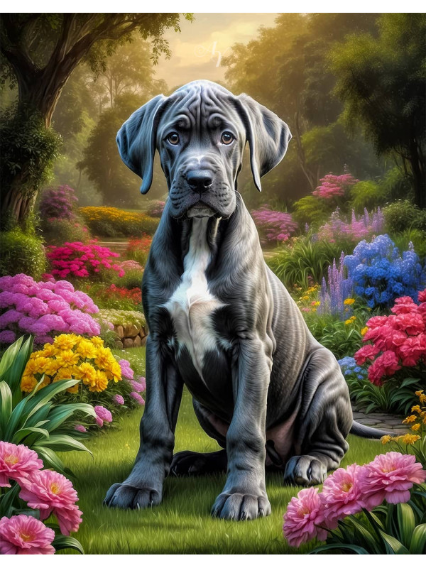 Great Dane Dog Portrait Paintings
