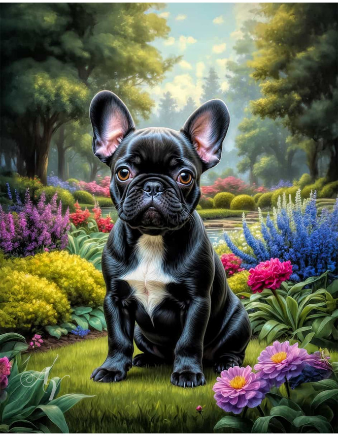 French Bulldog Puppy Portrait Paintings