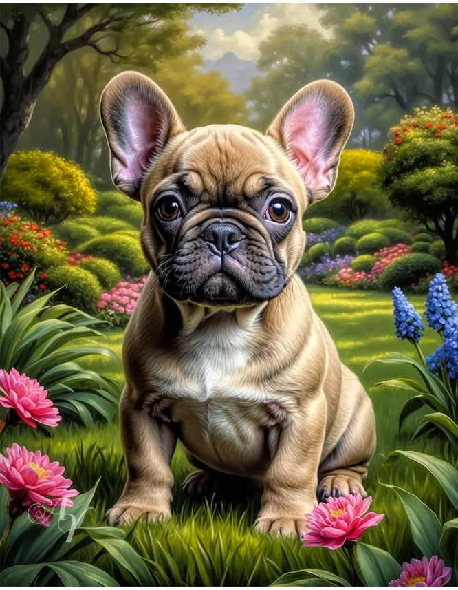 French Bulldog Puppy Portrait Paintings