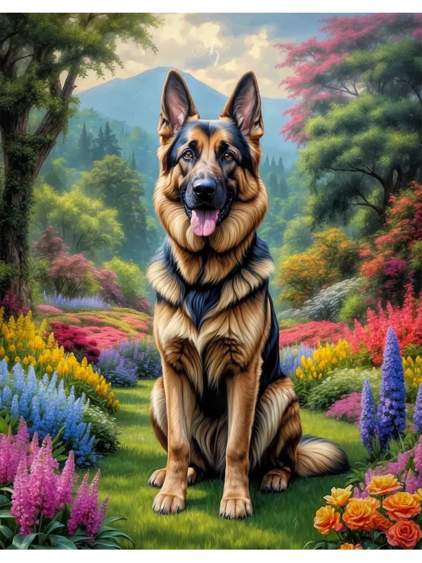 German Shepherd Dog Portrait Paintings