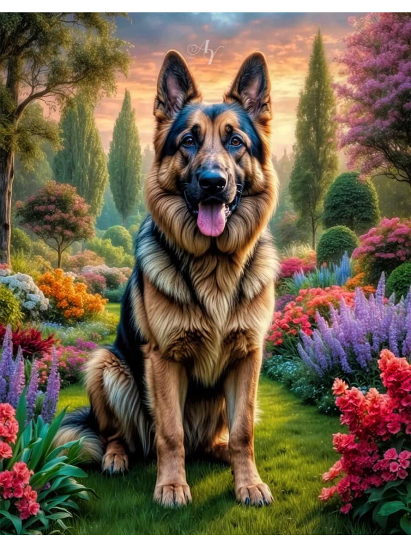 German Shepherd Dog Portrait Paintings