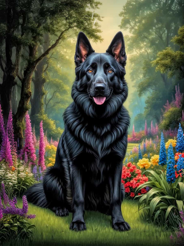 German Shepherd Dog Portrait Paintings