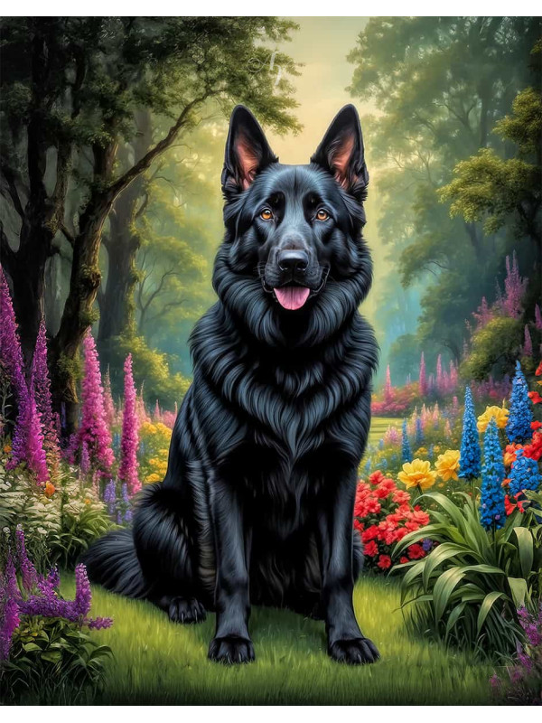 German Shepherd Dog Portrait Paintings