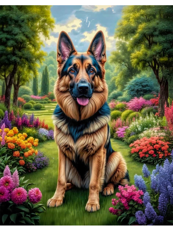 German Shepherd Dog Portrait Paintings