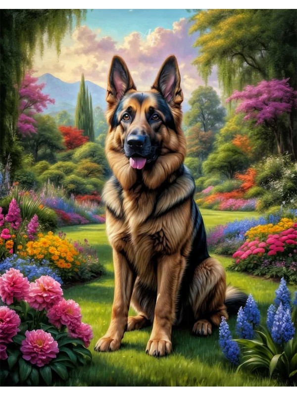 German Shepherd Dog Portrait Paintings