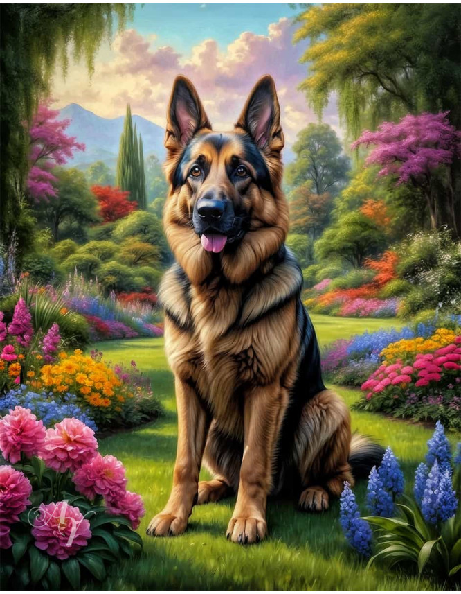 German Shepherd Dog Portrait Paintings