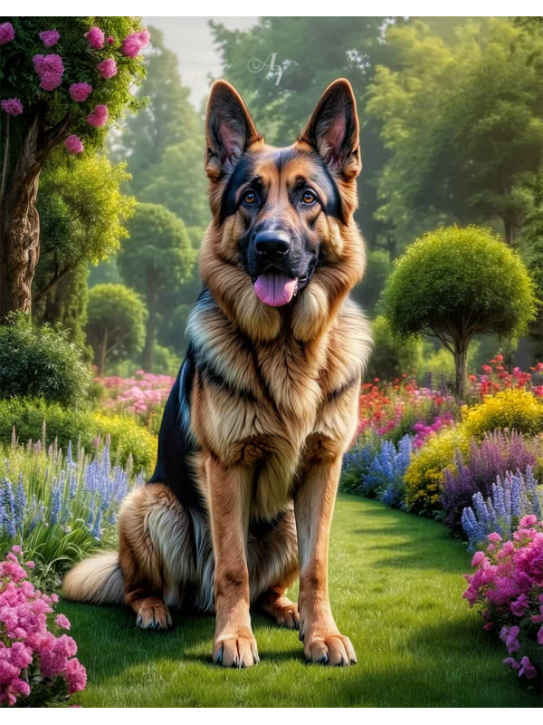German Shepherd Dog Portrait Paintings