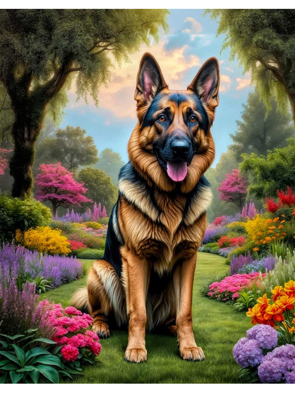 German Shepherd Dog Portrait Paintings