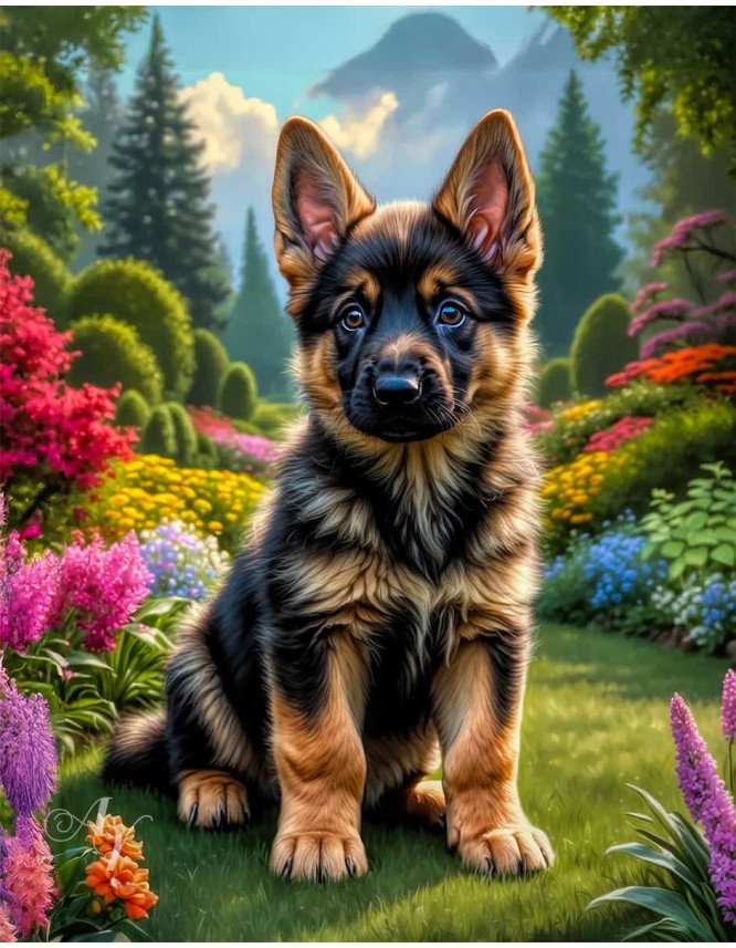 German Shepherd Puppy Portrait Paintings German Shepherd Puppy Portrait Paintings