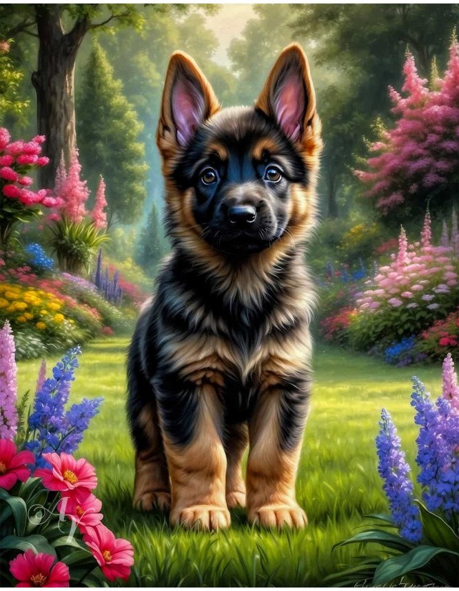 German Shepherd Puppy Portrait Paintings German Shepherd Puppy Portrait Paintings