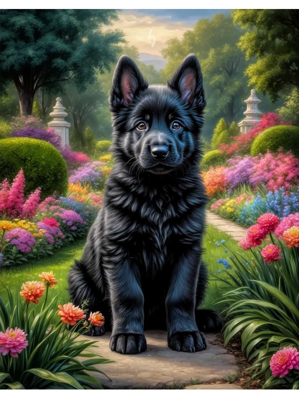 German Shepherd Puppy Portrait Paintings