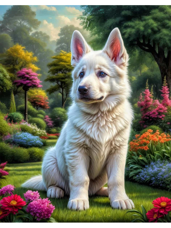 German Shepherd Puppy Portrait Paintings