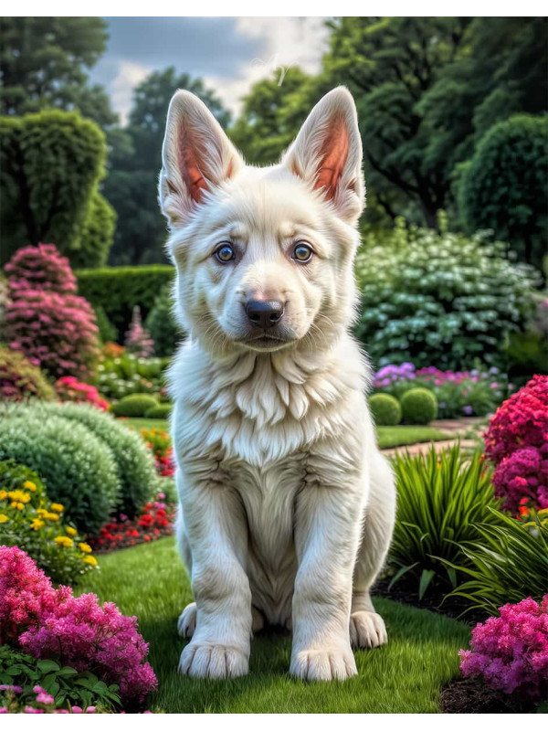 German Shepherd Puppy Portrait Paintings