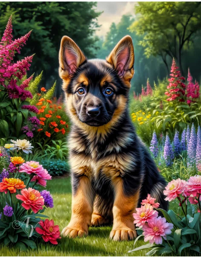 German Shepherd Puppy Portrait Paintings German Shepherd Puppy Portrait Paintings