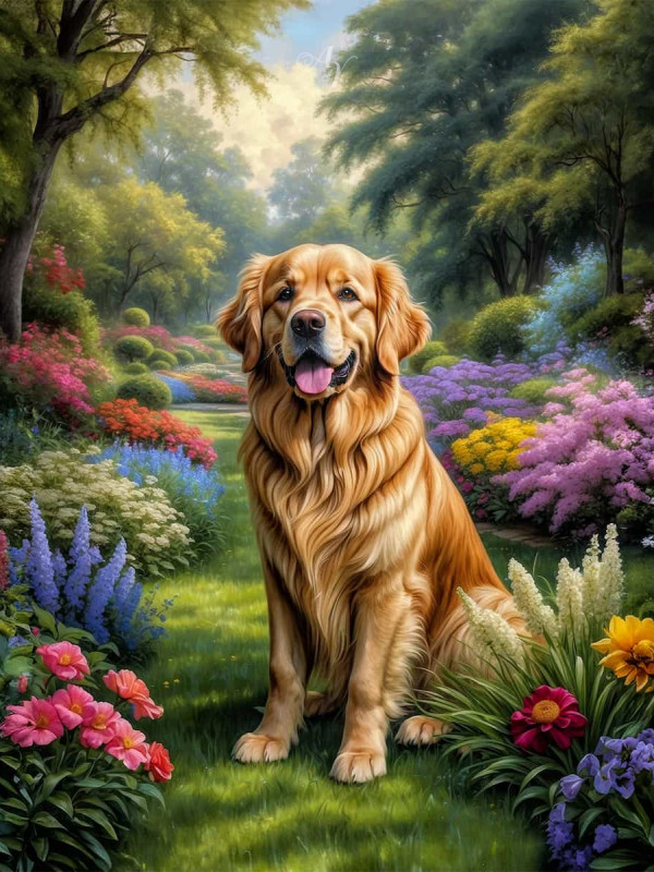 Golden Retriever Portrait Paintings