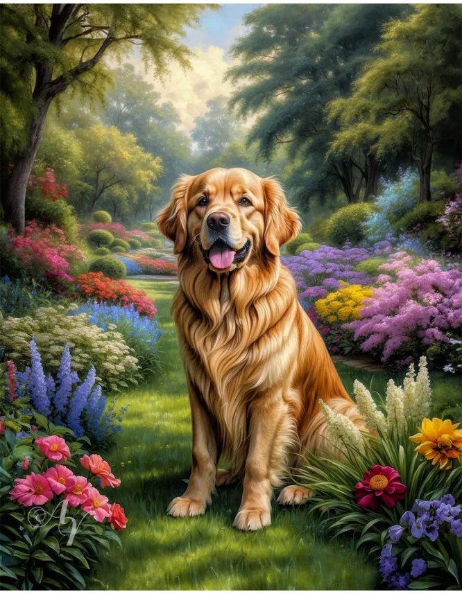 Golden Retriever Portrait Paintings