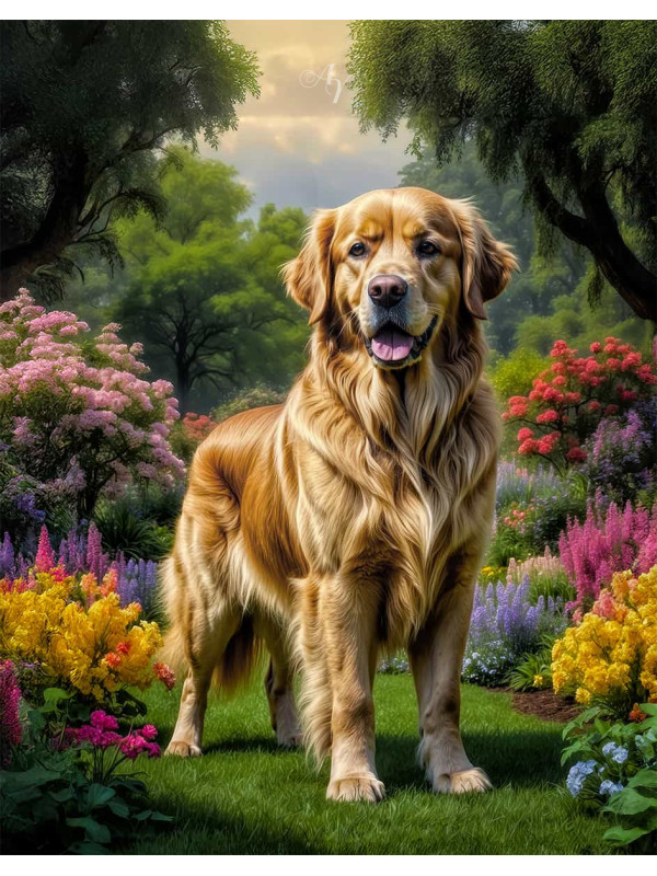 Golden Retriever Portrait Paintings
