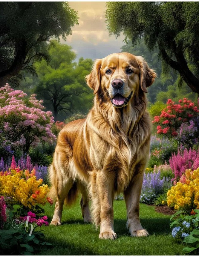 Golden Retriever Portrait Paintings