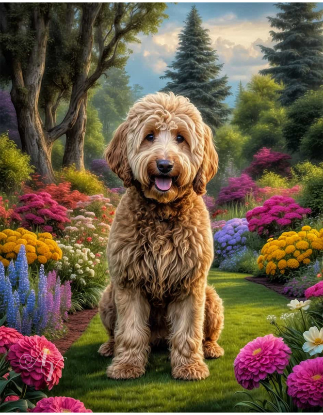 Goldendoodle Dog Portrait Paintings