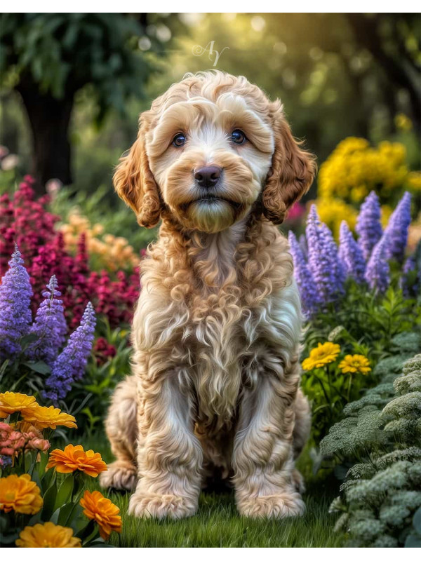 Goldendoodle Dog Portrait Paintings