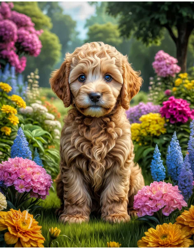 Goldendoodle Dog Portrait Paintings