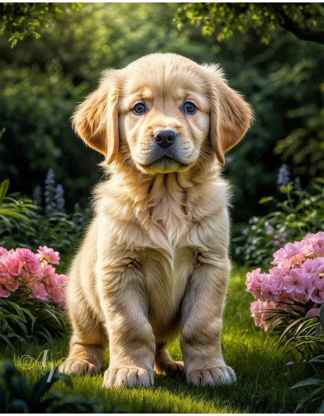 Golden Retriever Portrait Paintings