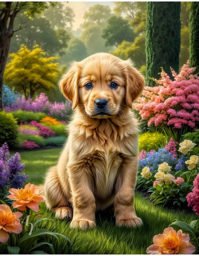 Golden Retriever Portrait Paintings