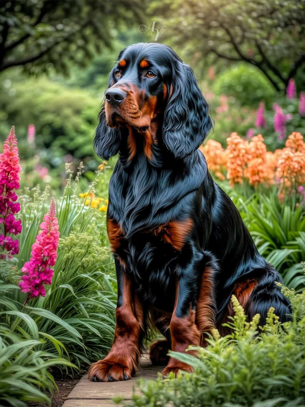 Gordon Setter Portrait Paintings