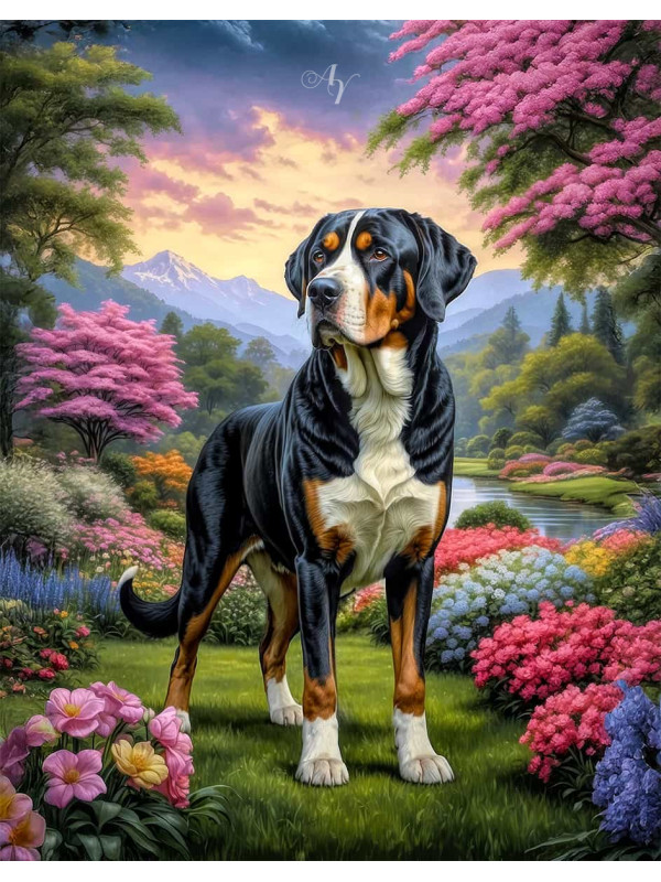Greater Swiss Mountain Dog Portrait Paintings