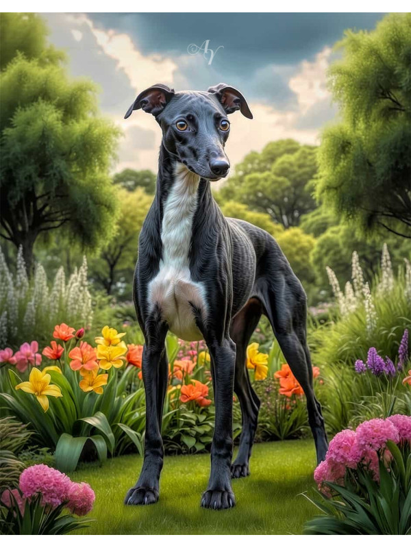 Greyhound Dog Portrait Paintings