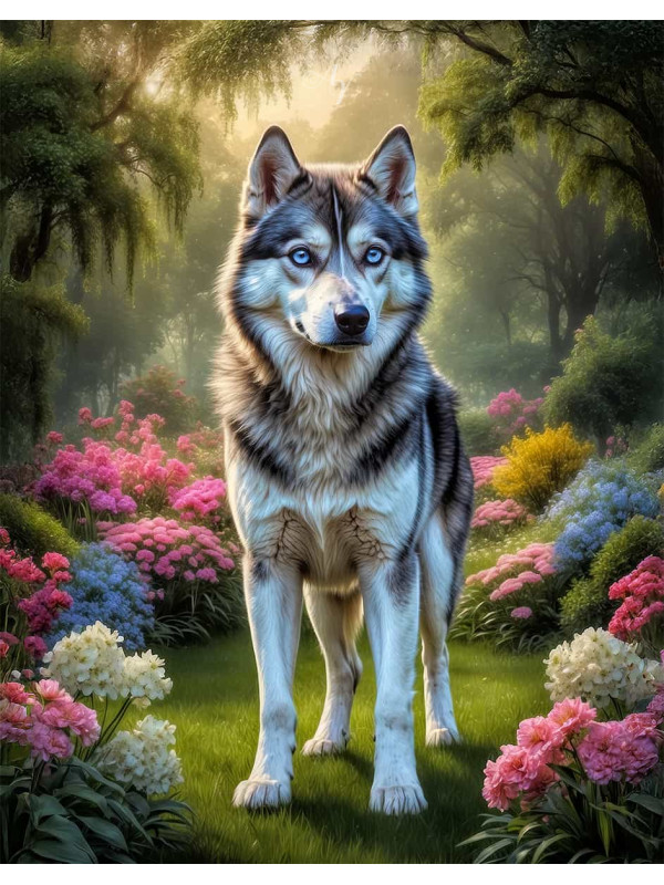 Siberian Husky Dog and Puppy Portrait Paintings