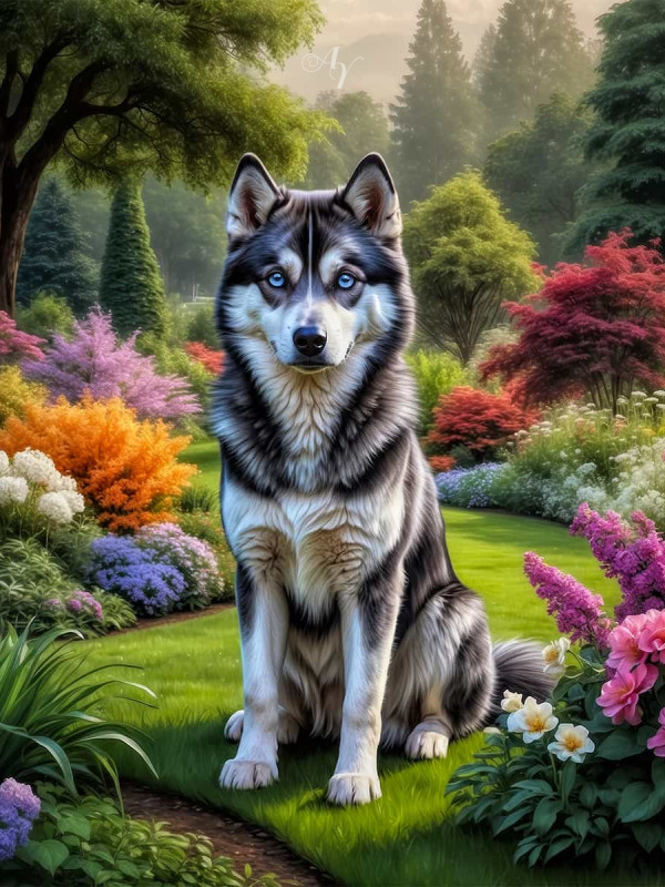 Siberian Husky Portrait Paintings