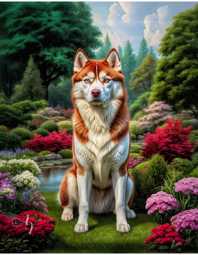 Siberian Husky Portrait Paintings