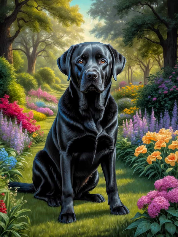 Labrador Black Portrait Paintings