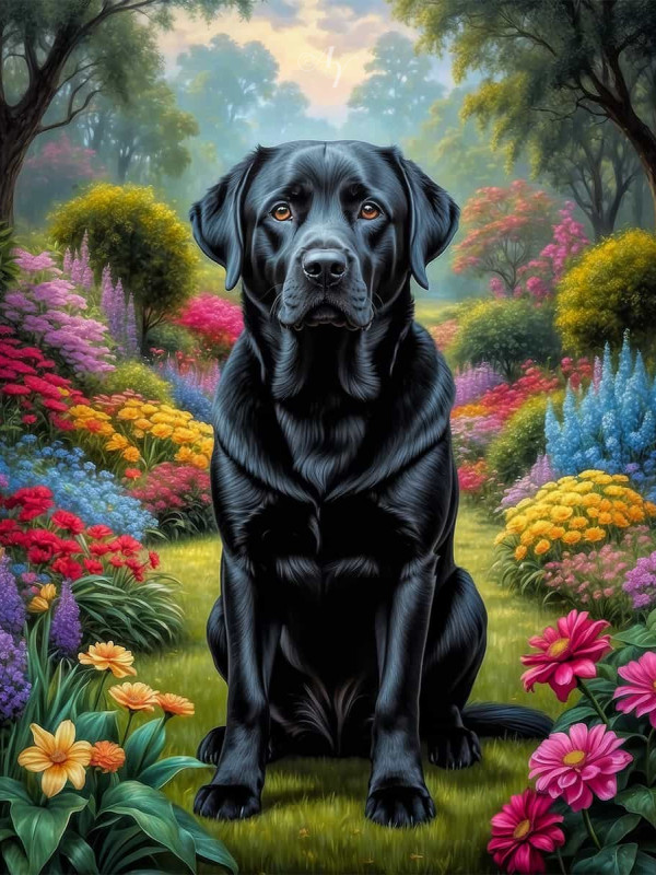 Labrador Black Portrait Paintings
