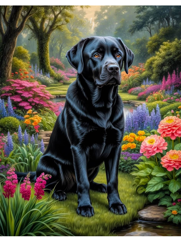 Labrador Black Portrait Paintings