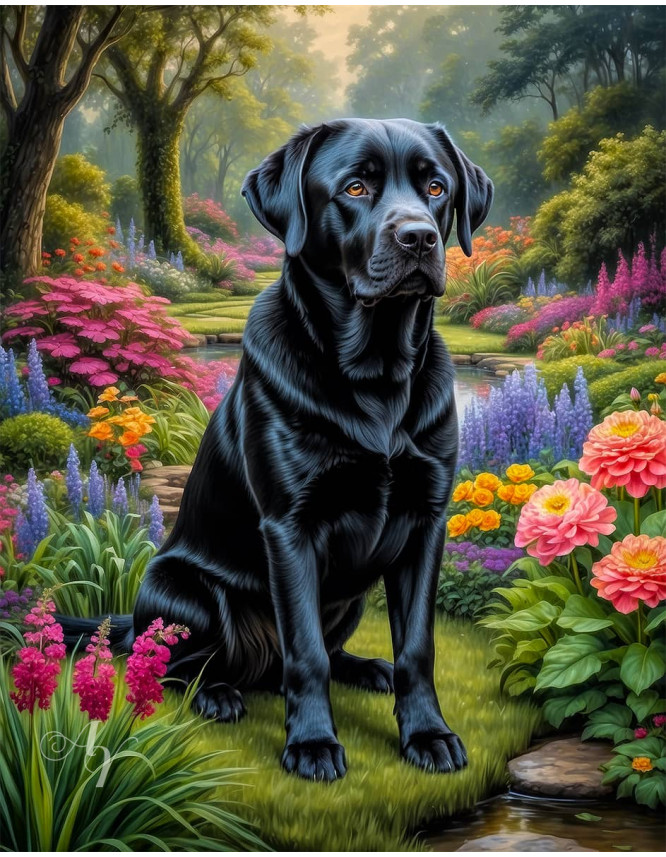Labrador Black Portrait Paintings