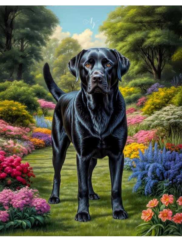 Labrador Black Portrait Paintings
