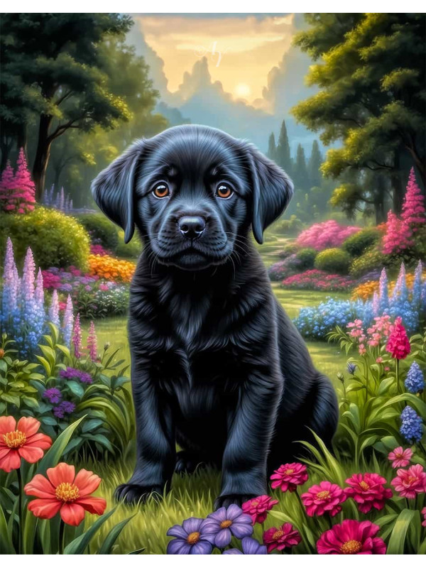 Labrador Black Portrait Paintings