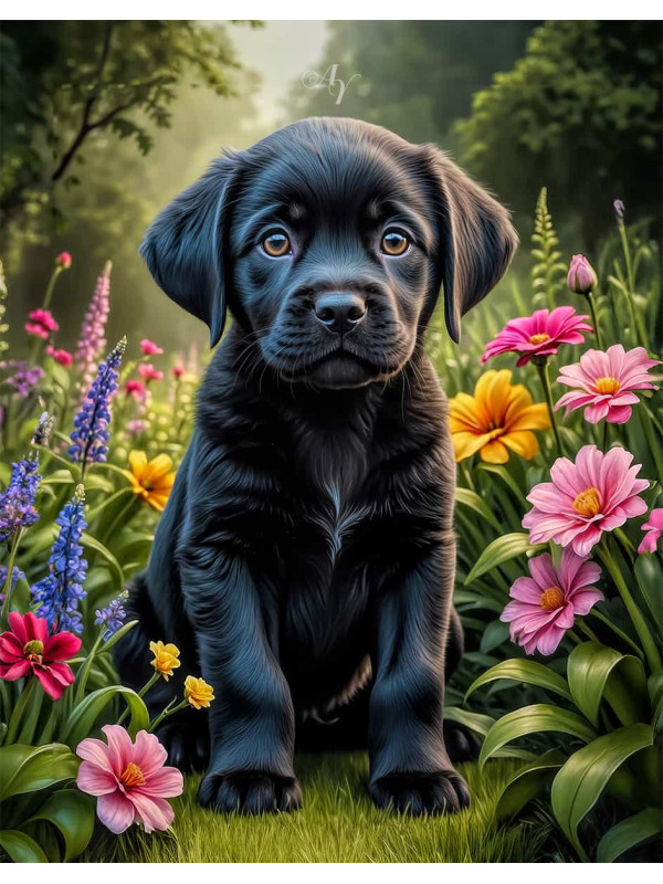 Labrador Black Portrait Paintings
