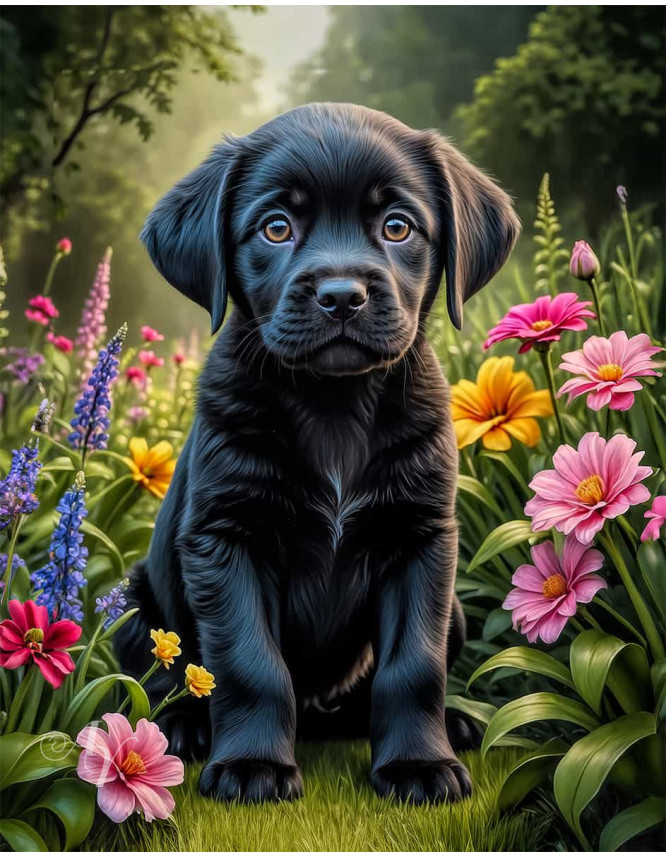 Labrador Black Portrait Paintings