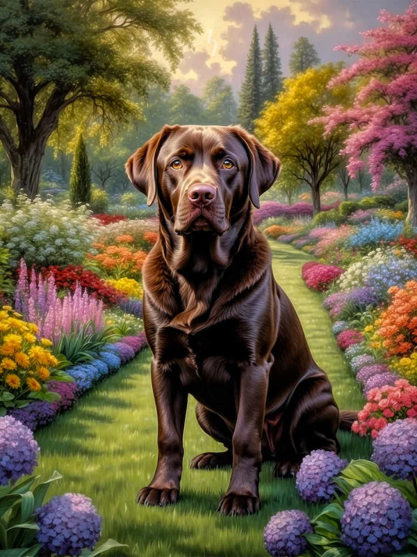 Labrador Chocolate Portrait Paintings