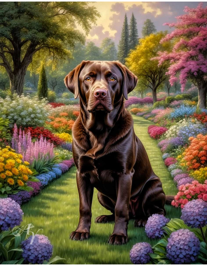 Labrador Chocolate Portrait Paintings
