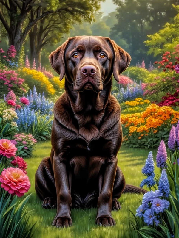 Labrador Chocolate Portrait Paintings