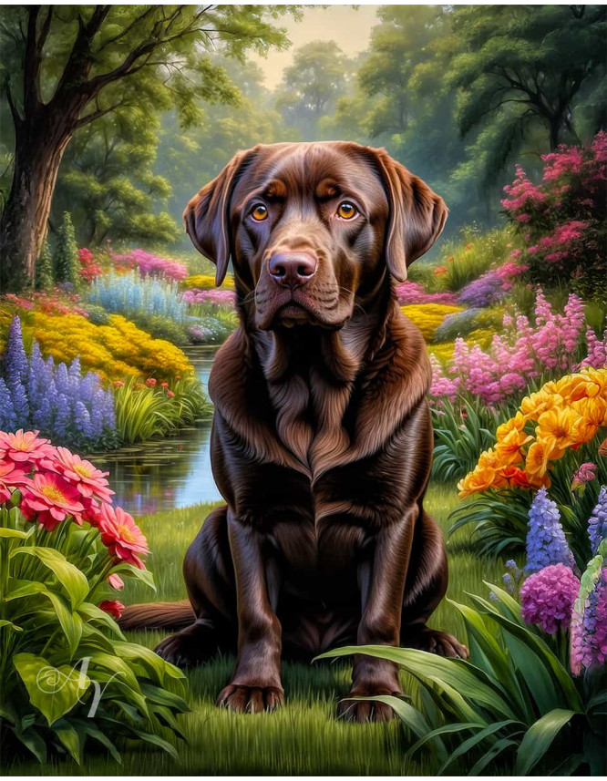 Labrador Chocolate Portrait Paintings