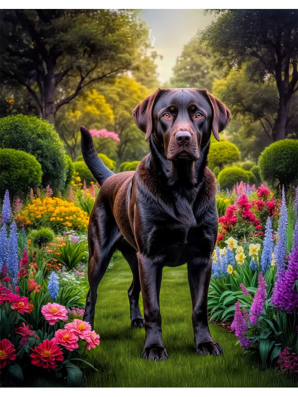 Labrador Chocolate Portrait Paintings