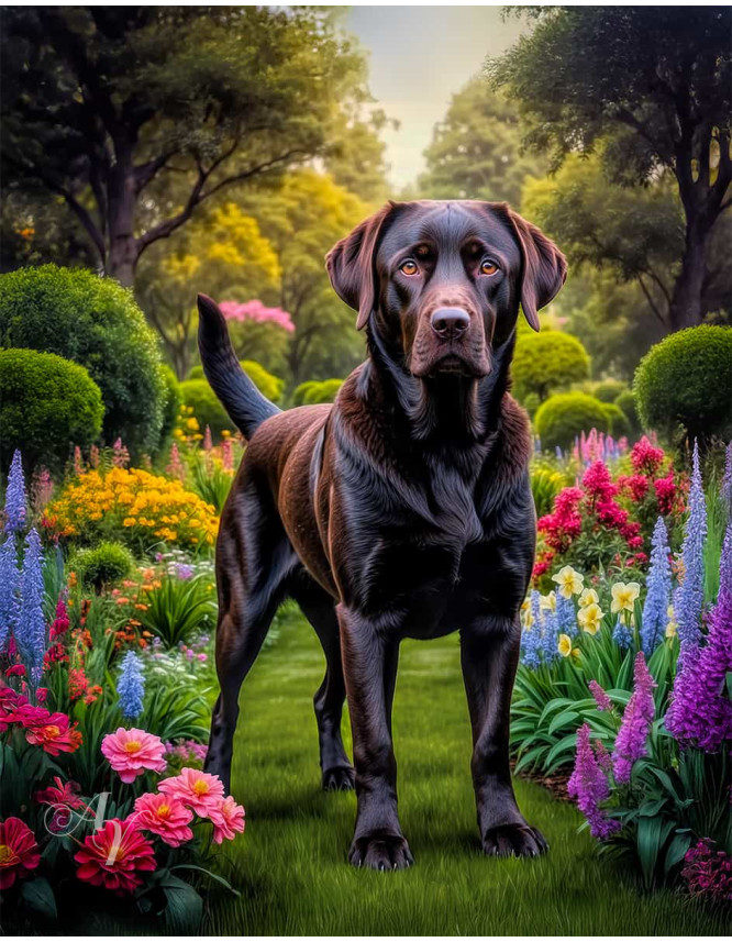 Labrador Chocolate Portrait Paintings