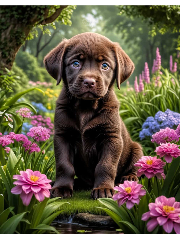 Labrador Chocolate Portrait Paintings
